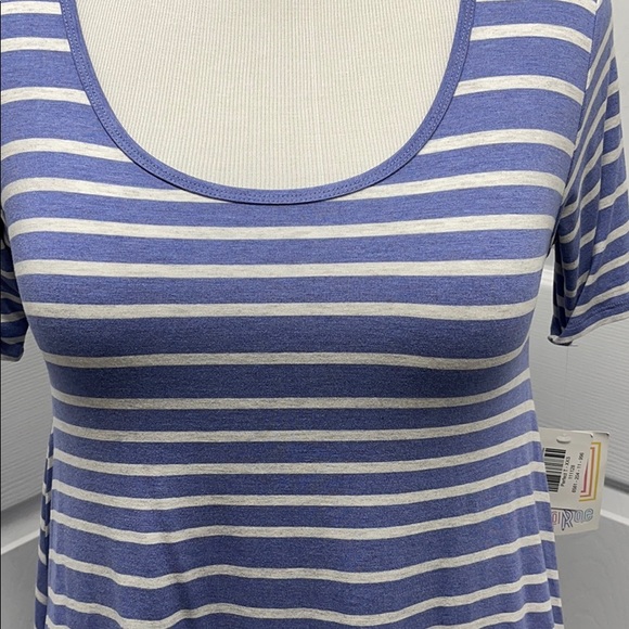 LuLaRoe New XXS Blue & White Striped Perfect T-Shirt NWT - Picture 2 of 8